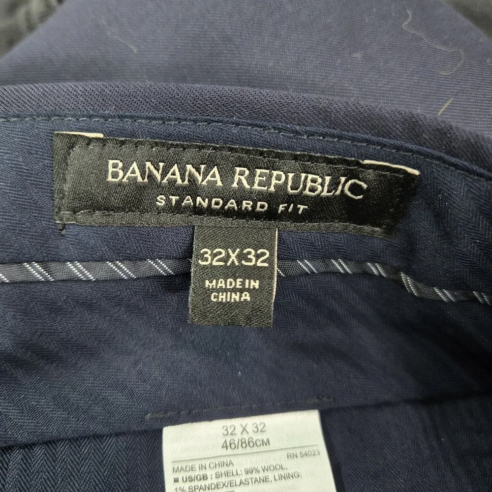 Banana Republic Men Pants 32X32 Navy Marzotto Super 120 Wool Dress READ